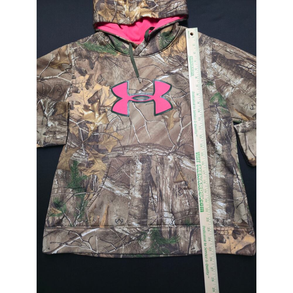 Under Armour Women's Realtree Camo Hoodie Pink Logo Fleece Lined XL Sweatshirt - Picture 9 of 11